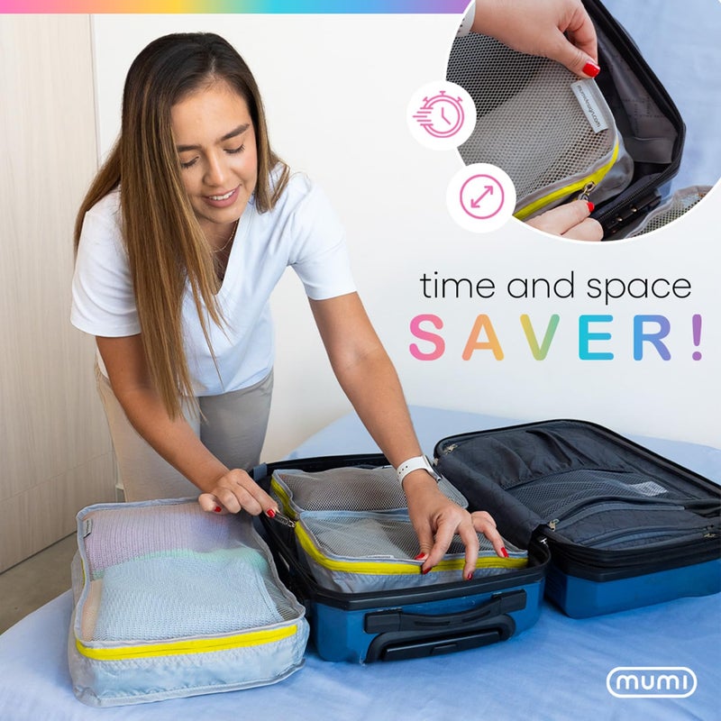 MUMI Packing Cubes - 5 Compression Packing Cubes for Travel, Luggage Organizer Bags for Suitcases, Carry-On, Duffle or Backpack â€“ Mesh, Waterproof Bags for Clothes, Kids & Travel Accessories - Orange - Image 4